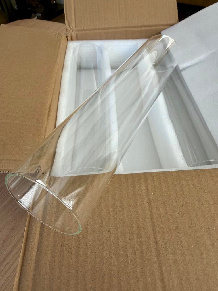 Set van 6 glazen windlichten cilinder Ø6x30cm (zonder bodem), Ophalen of Verzenden, Zo goed als nieuw, Overige materialen