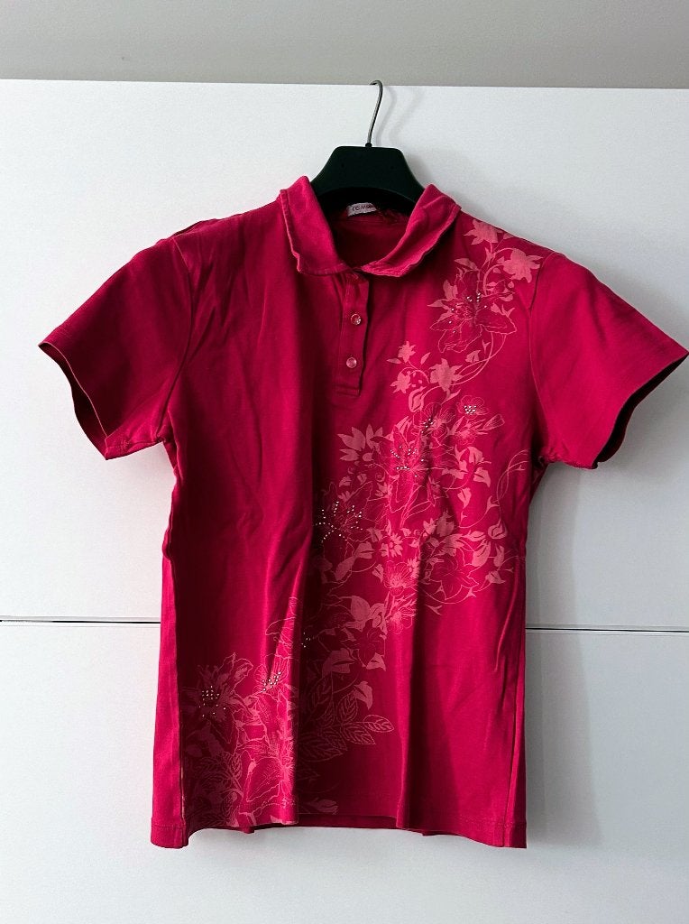 LC Waikiki rode polo met bloemen, Kleding | Dames, Maat 46/48 (XL) of groter, Ophalen of Verzenden, Zo goed als nieuw, Korte mouw