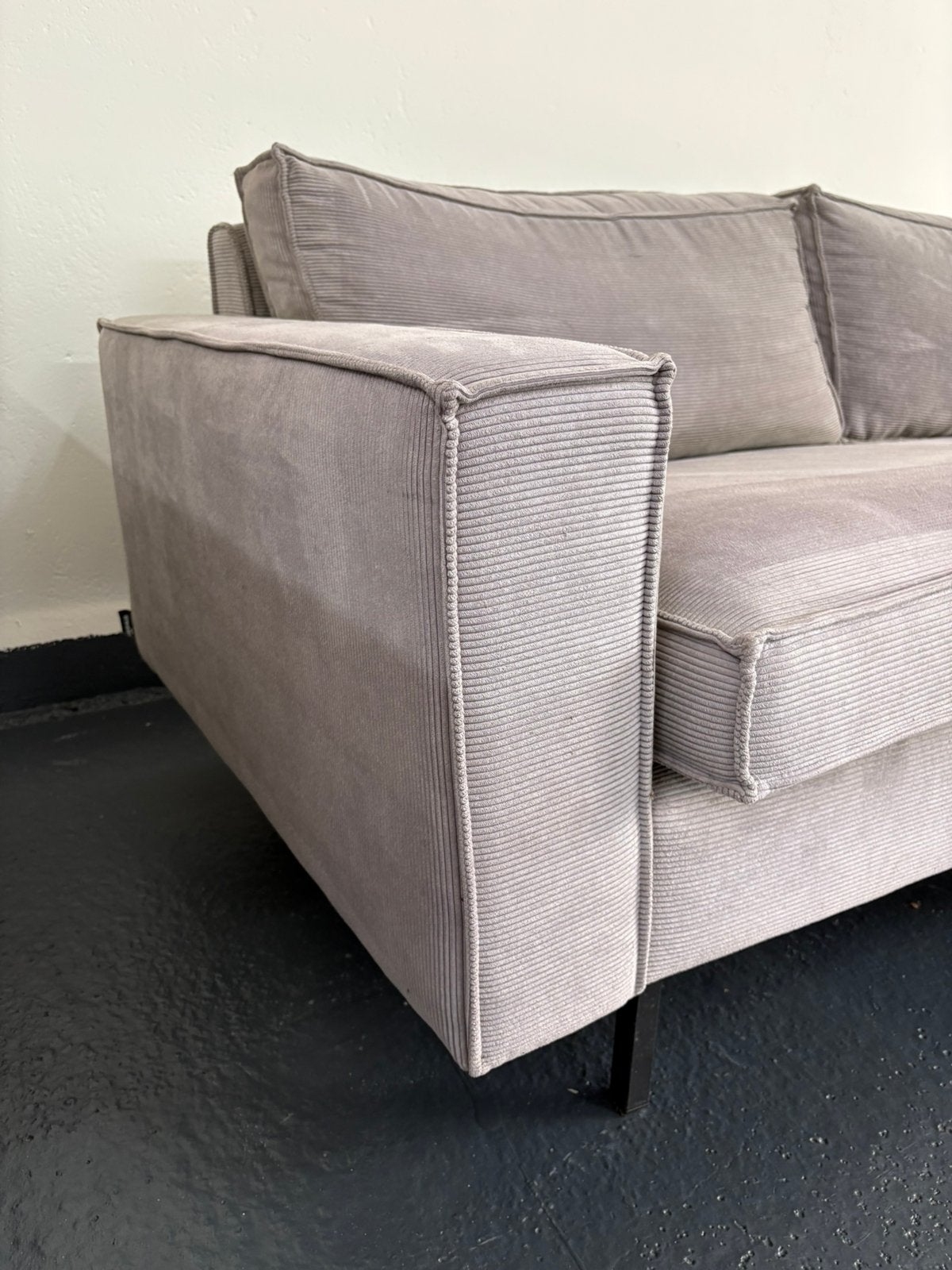 Grijze Ribstof Hoekbank | WOOOD |, Ophalen, 150 cm of meer, Vierpersoons of meer