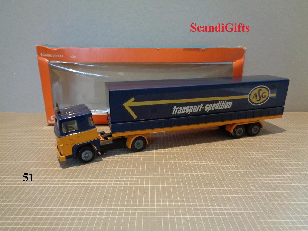 tekno scania 141 asg met doos, Ophalen of Verzenden, Zo goed als nieuw, Bus of Vrachtwagen, Tekno