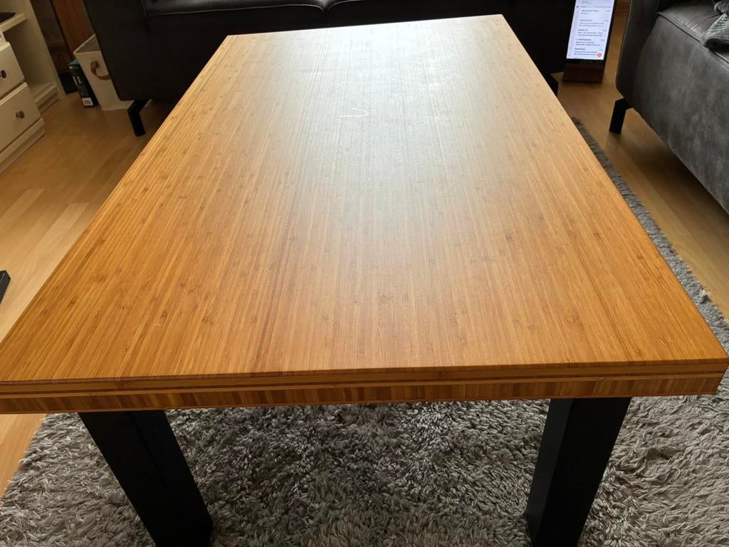 Mooie Robuuste bamboe salontafel, Ophalen, 100 tot 150 cm, 50 tot 100 cm, Zo goed als nieuw