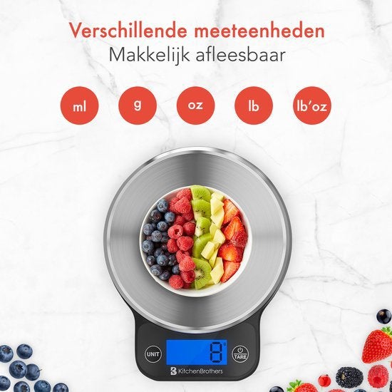 KitchenBrothers keukenweegschaal digitaal te koop, Ophalen, Minder dan 10 kg, Keukenweegschaal, Fijner dan 1 gram