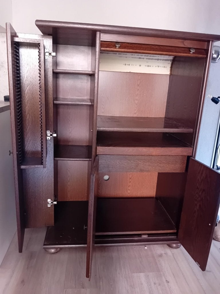 Computer bureau kast. Mooie, degelijke massief eiken, Ophalen, Opbergruimte, Gebruikt, 97 cm