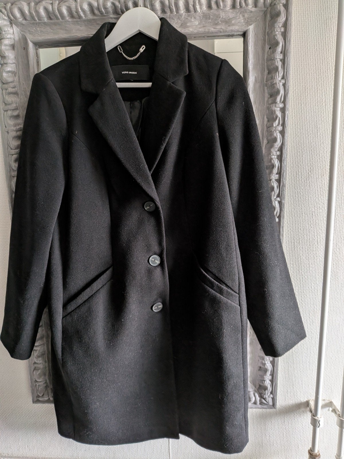 Vero Moda Zwarte half Lange Jas - Maat M, Maat 38/40 (M), Vero Moda, Zwart, Ophalen of Verzenden