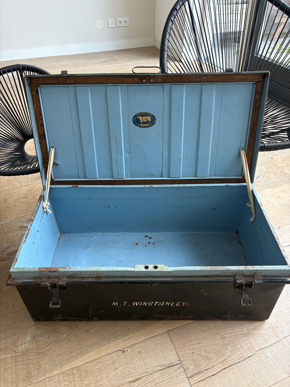Vintage stalen kist - 80x42x28 cm - London Made F&B, Ophalen