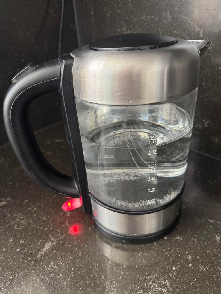 Philips Glazen Waterkoker 1.5L - Goed Werkend, 1 tot 2 liter, Ophalen of Verzenden, Gebruikt