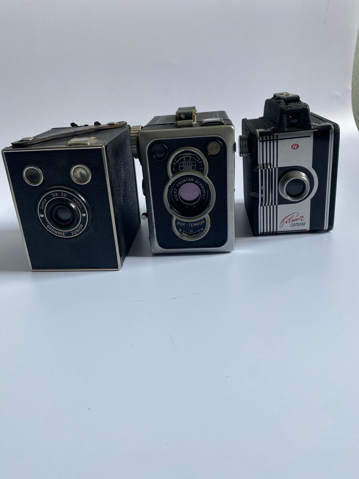 Set van 3 Vintage Boxcamera's: Kodak, Zeiss Ikon, Filmor, Ophalen of Verzenden, Gebruikt, Compact, Kodak
