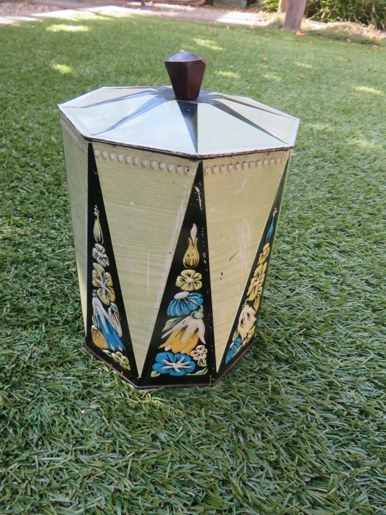 Art Deco theeblik Jac. van Erkelens (TDV Deventer) -, Ophalen of Verzenden, Gebruikt, Thee, Overige merken