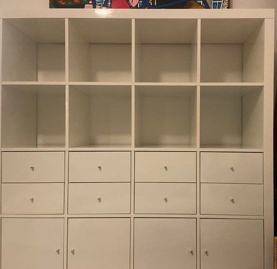 IKEA Kallax hoogglans wit 147x147x39cm met lades en deuren, Ophalen, Gebruikt