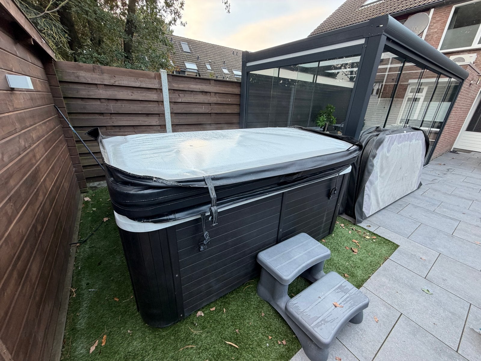 Jacuzzi afdekhoes 2,22x2,22m, Ophalen of Verzenden, Gebruikt, Afdekzeil
