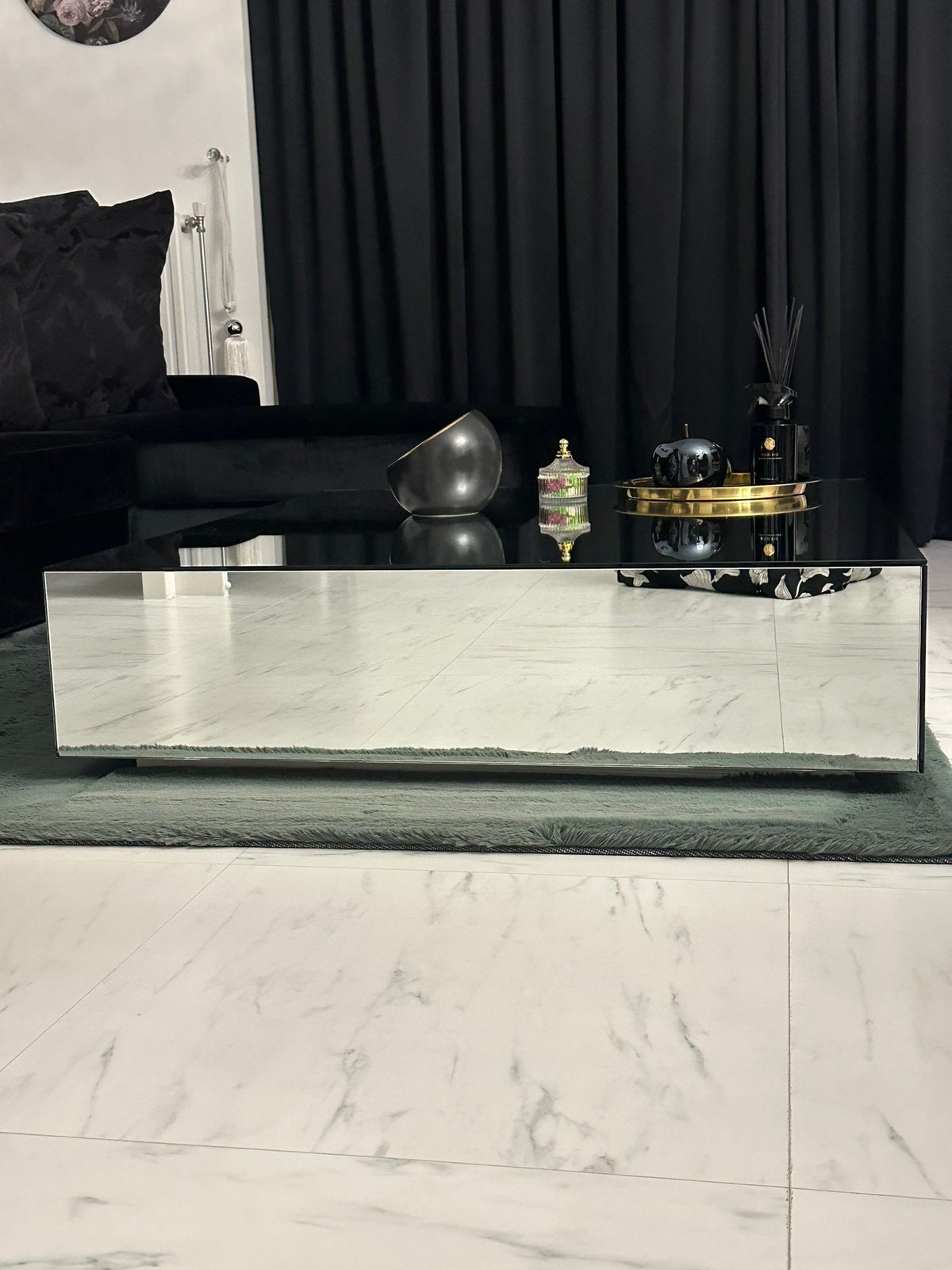 Salontafel / spiegelmeubel / spiegelglas, Ophalen, 50 tot 100 cm, Zo goed als nieuw, 150 tot 200 cm