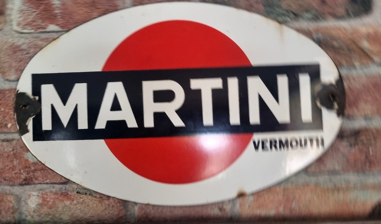 Martini Vermouth drank antiek emaille bord reclamebord bar, Verzamelen, Ophalen of Verzenden, Gebruikt, Reclamebord