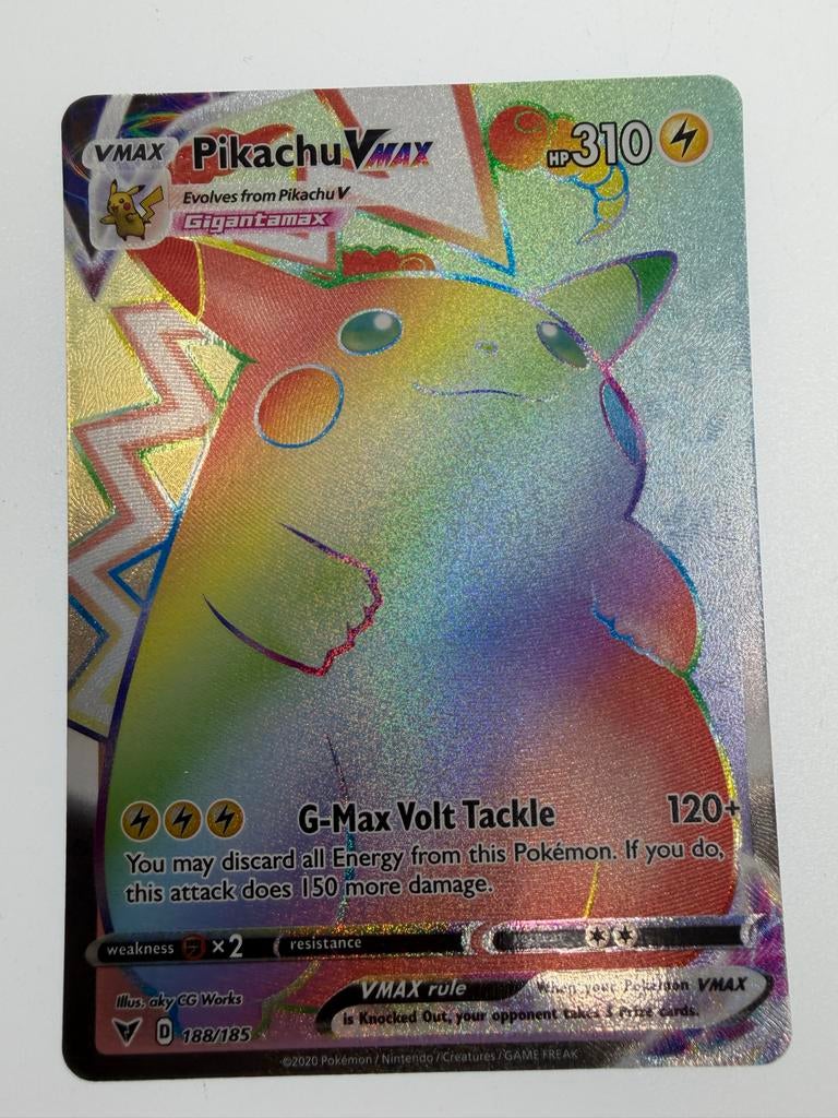 Pikachu VMAX Rainbow Rare Pokémon Kaart (188/185), Hobby en Vrije tijd, Verzamelkaartspellen | Pokémon, Ophalen of Verzenden, Zo goed als nieuw