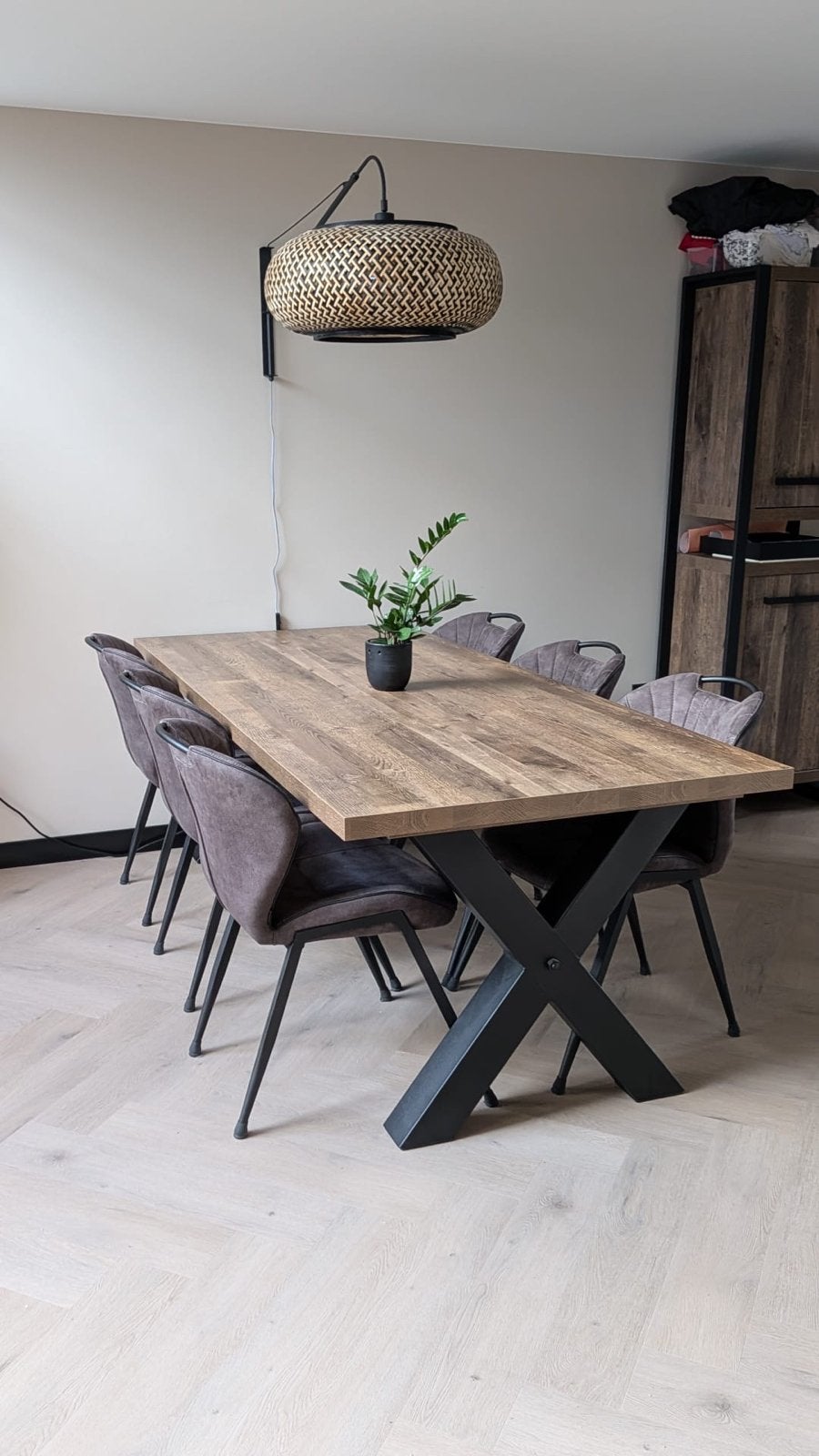 Eettafel Lamilux 220x100 met 6 Tanaro eetkamerstoelen, Ophalen, 100 tot 150 cm, 200 cm of meer, Zo goed als nieuw