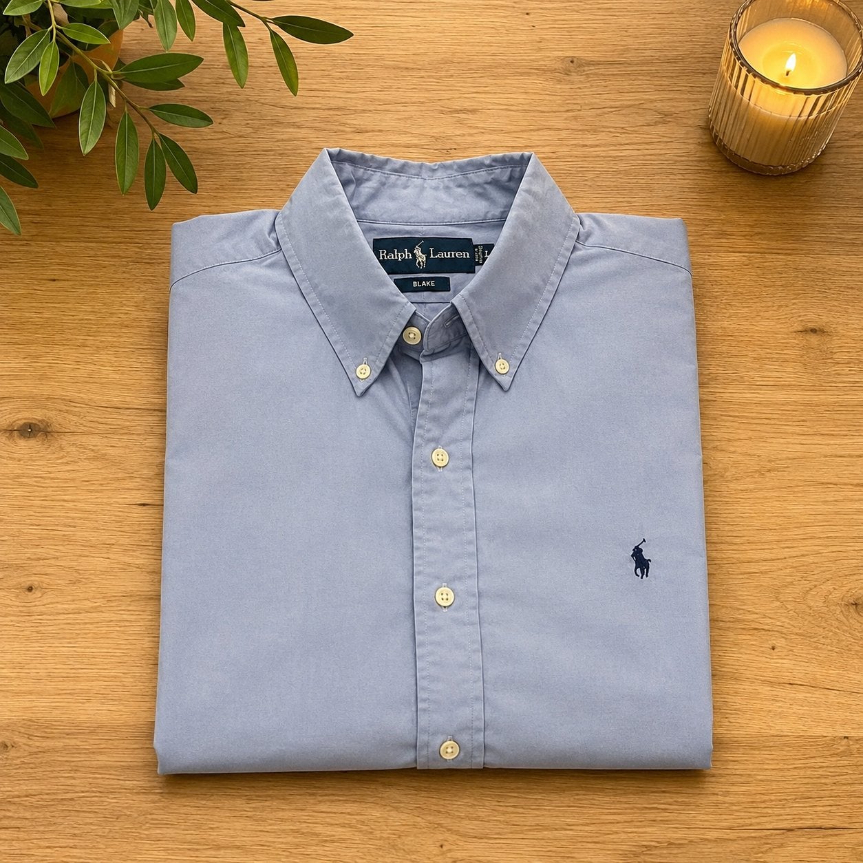 Ralph Lauren Blake overhemd - Lichtblauw - Maat L, Verzenden, Zo goed als nieuw, Blauw, Halswijdte 41/42 (L)