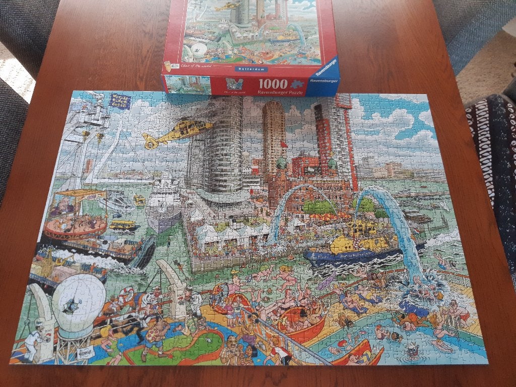 Ravensburger puzzel 1000 stukjes cities the world Rotterdam, Ophalen of Verzenden, 500 t/m 1500 stukjes, Zo goed als nieuw