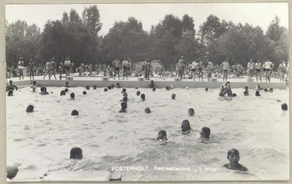 Posterholt - Rekreatieoord t Hiltje zwembad, Verzamelen, Ansichtkaarten | Nederland, Verzenden, 1940 tot 1960, Gelopen, Limburg