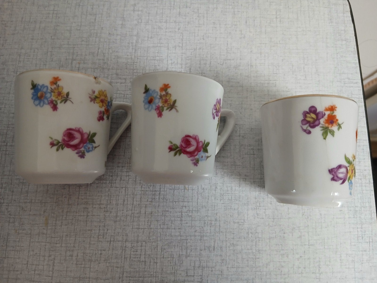 Set van 3 vintage bloemen theekopjes van Van Nelle, Ophalen of Verzenden, Gebruikt