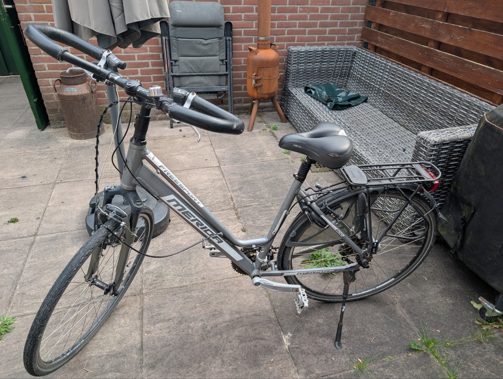 Merida sportieve damesfiets. Zilvergrijs, Overige merken, Gebruikt, Velgrem, Versnellingen