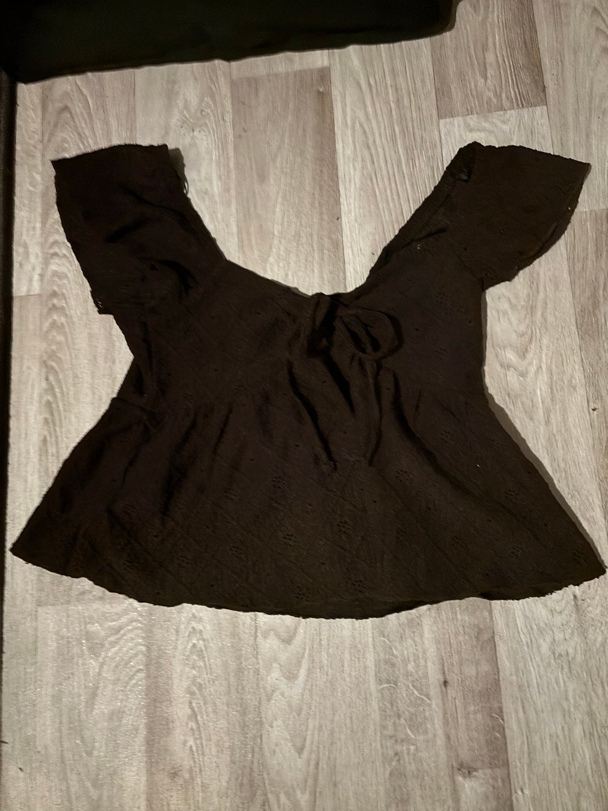 Bruin gehaakt topje met korte mouwen, Zwart, Ophalen of Verzenden, Zo goed als nieuw, Korte mouw