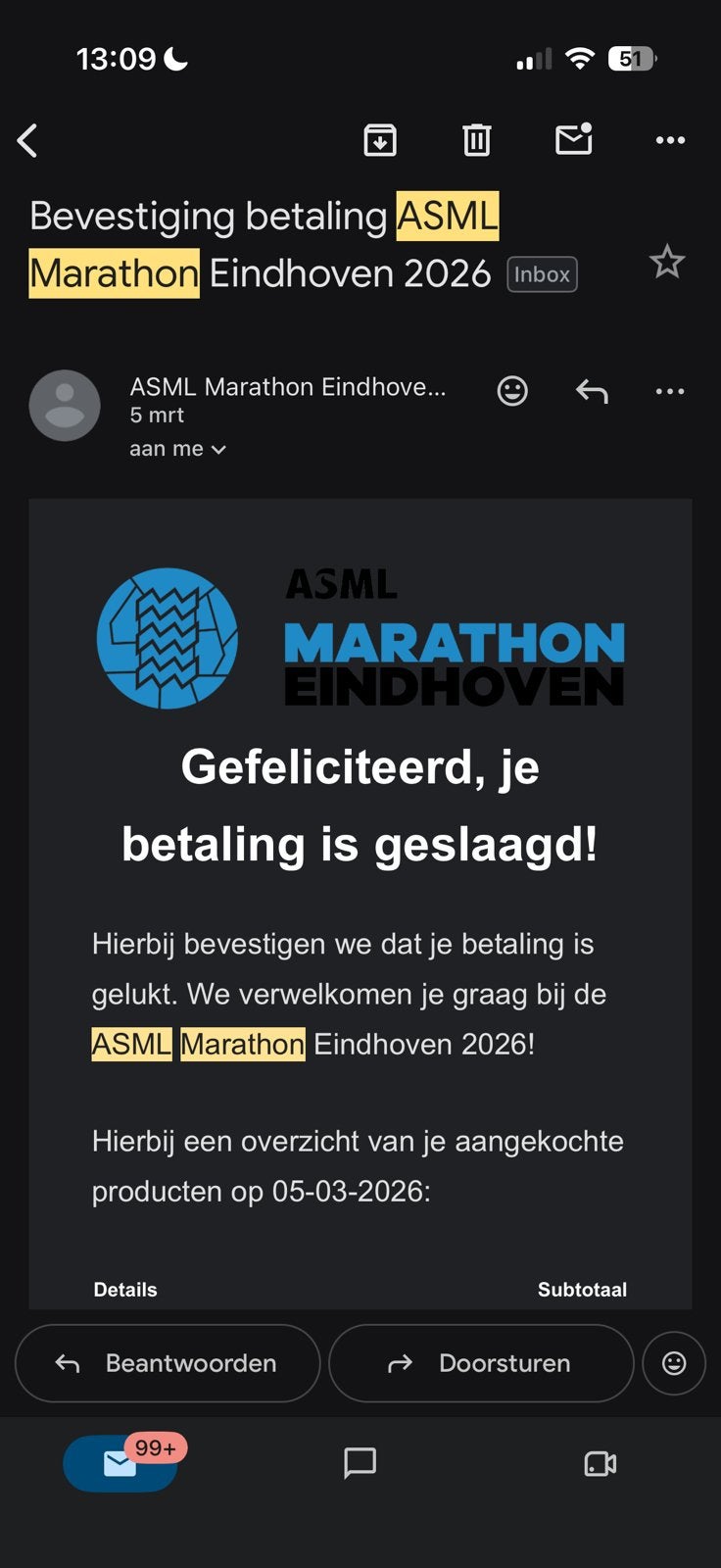 Asml marathon 2026 42km, Eén persoon