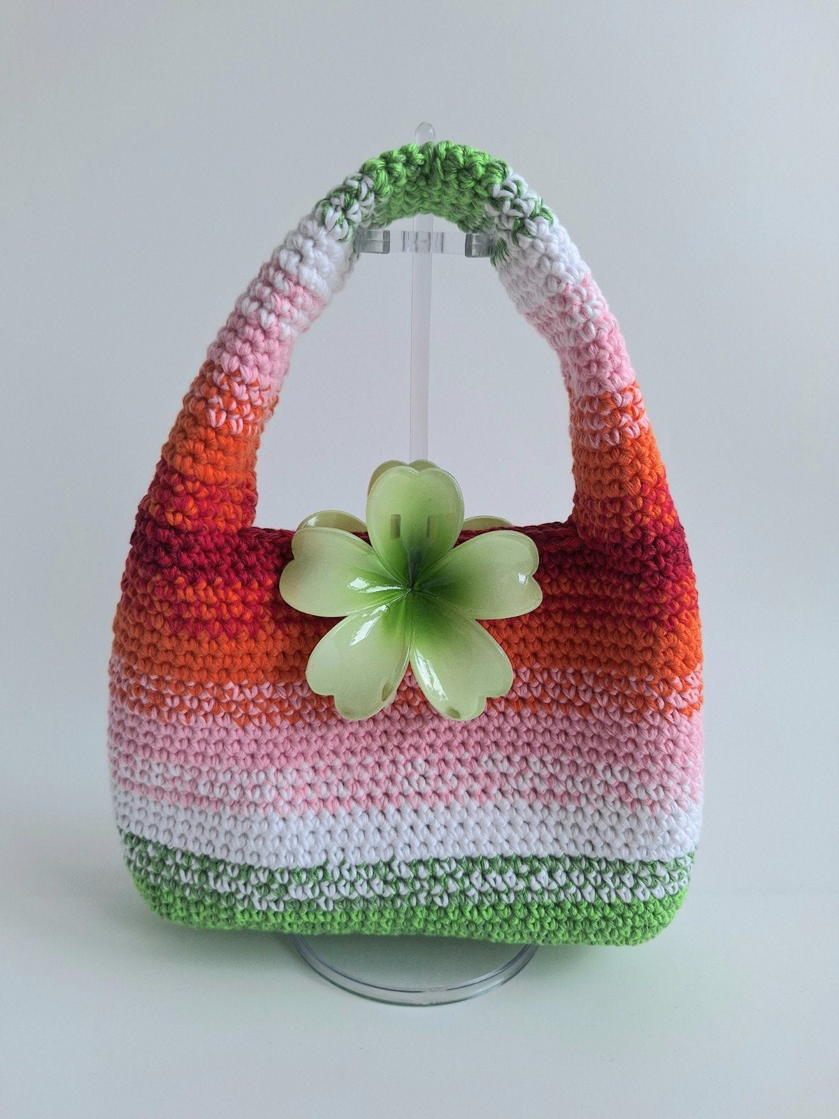gehaakte tas tropical barbados, Sieraden, Tassen en Uiterlijk, Tassen | Damestassen, Ophalen of Verzenden, Nieuw, Groen, Handtas