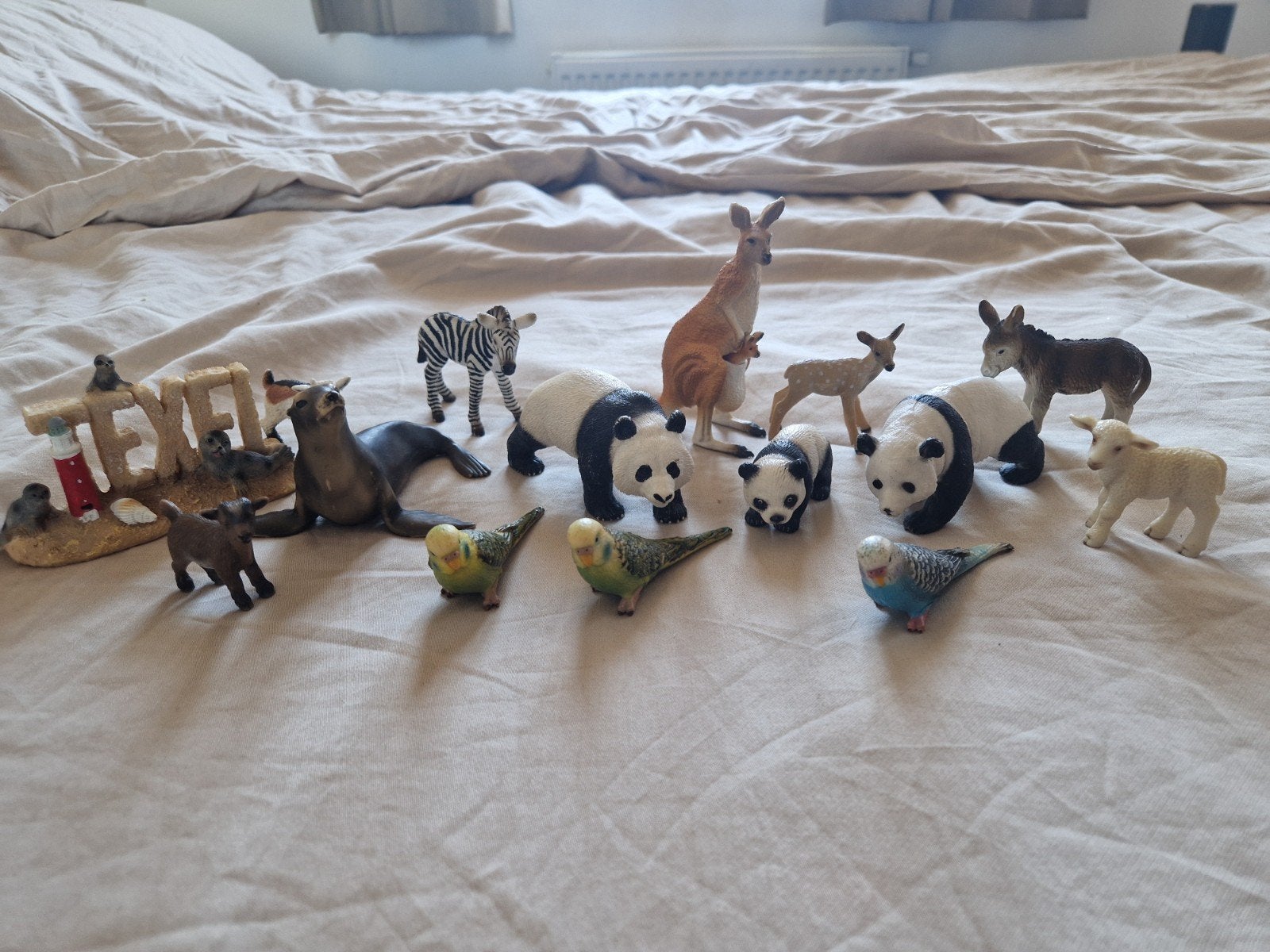 Schleich dieren: panda's, zebra, kangoeroe, vogels en meer, Ophalen of Verzenden, Gebruikt
