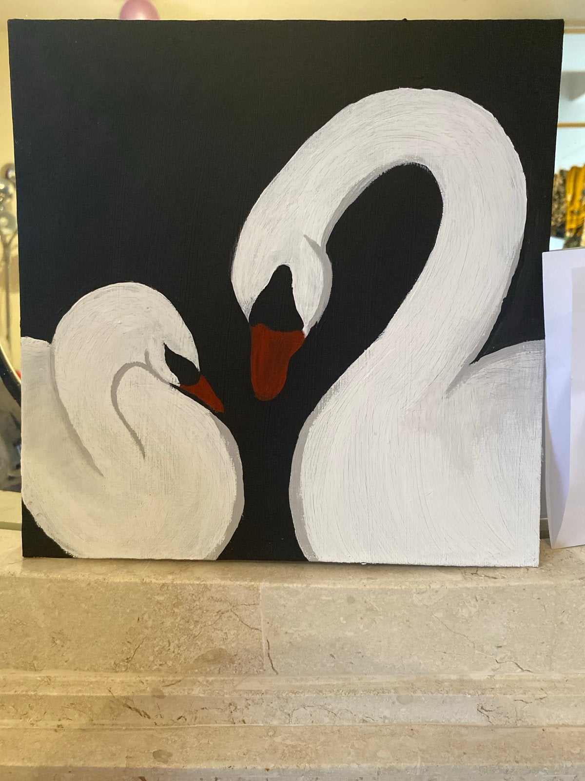 Schilderij Zwanen: Symbool van Liefde, Antiek en Kunst, Kunst | Schilderijen | Klassiek, Acrylverf, Doek, Realistisch, Dieren