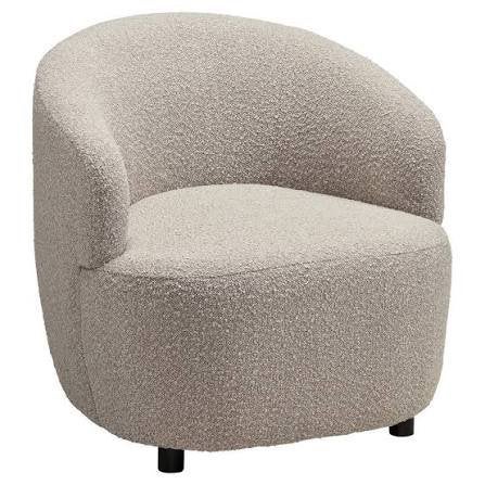 Fauteuil poef stoel grijs beige rond chique, Kunststof, Westwing, 75 tot 100 cm, Ophalen of Verzenden