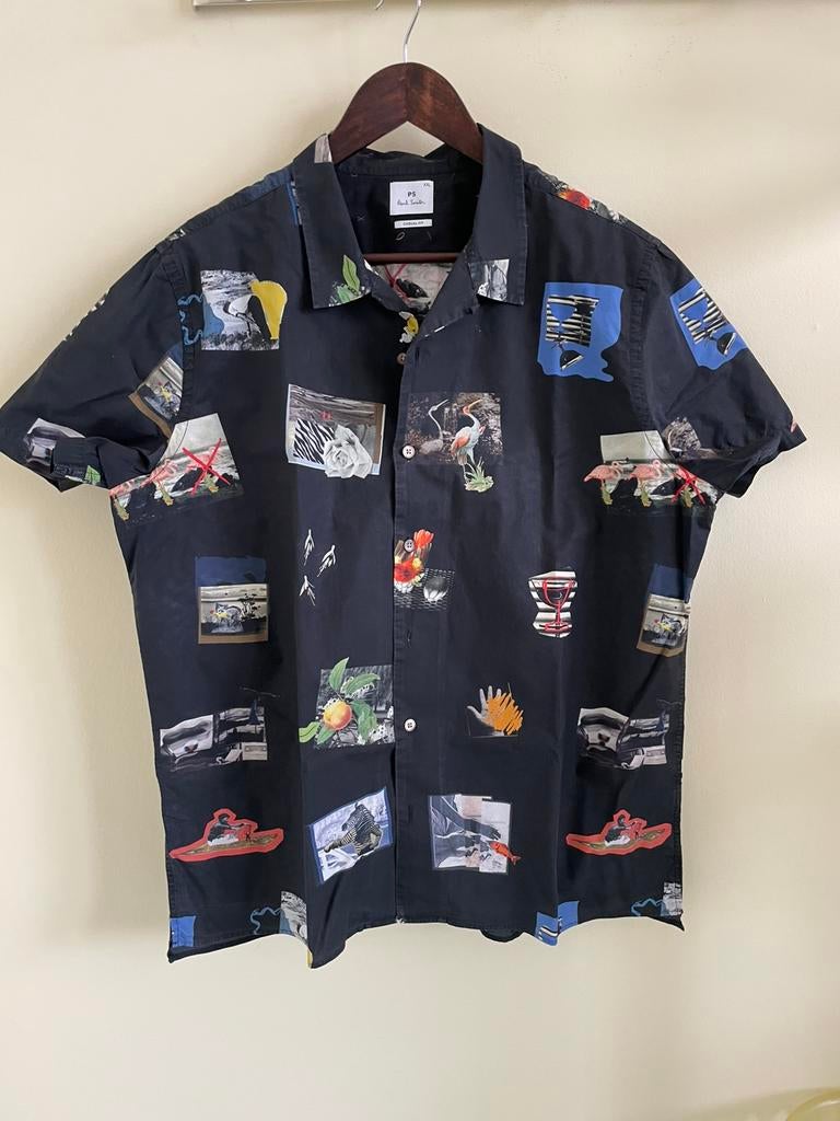 Paul Smith blouse XXL zwart met gekleurde printjes, Ophalen of Verzenden, Gedragen, Zwart, Overige halswijdtes