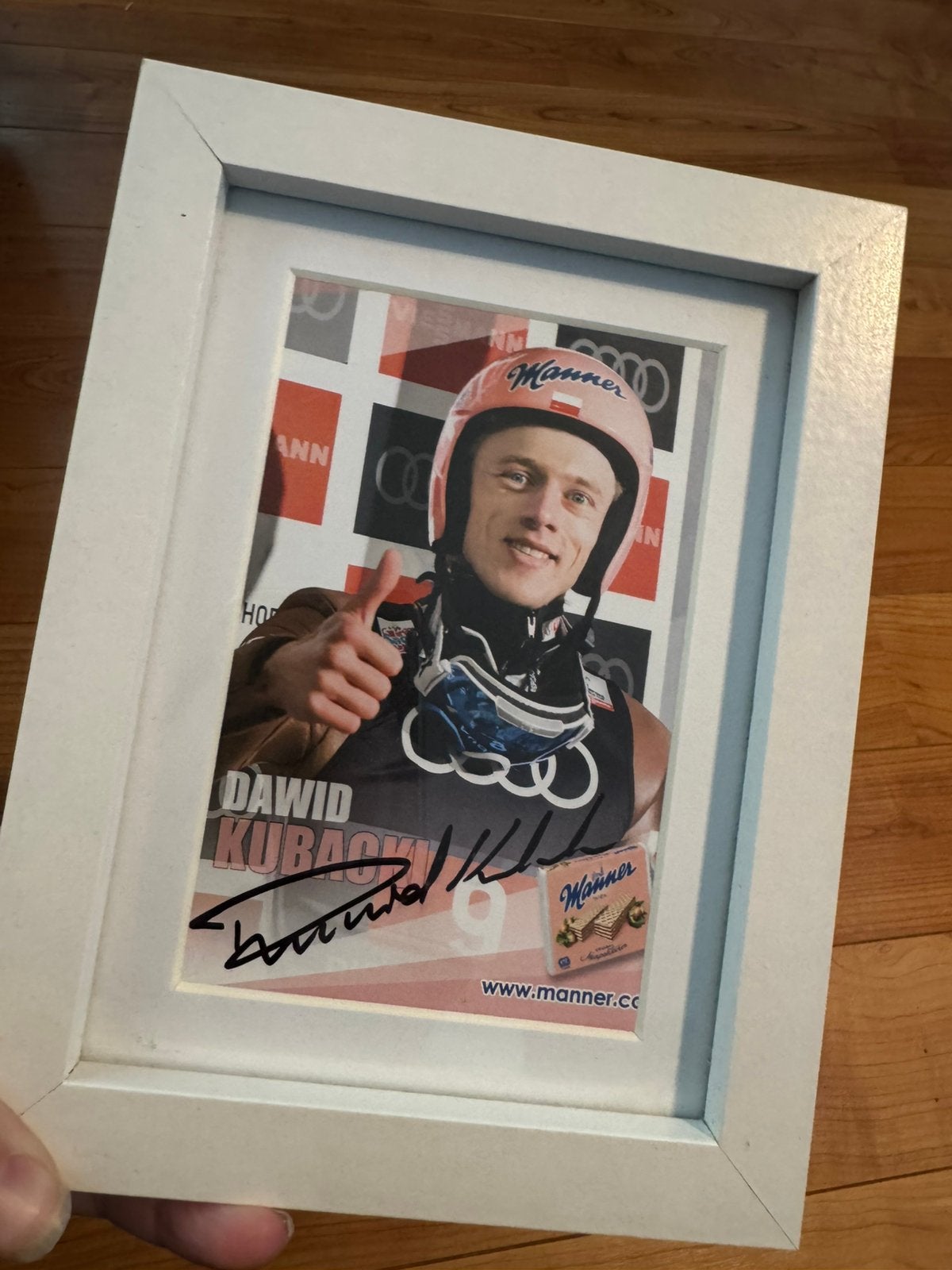 gesigneerde foto van de Poolse schansspringer Dawid Kubacki., Ophalen of Verzenden, Hout, Minder dan 50 cm