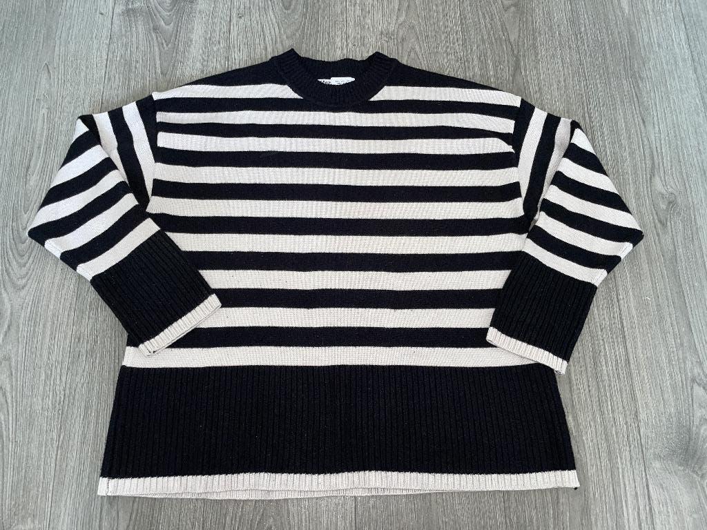 ZARA dames zwart wit gestreept sweater trui mt L, Kleding | Dames, Maat 42/44 (L), Ophalen of Verzenden, Zo goed als nieuw, Zara