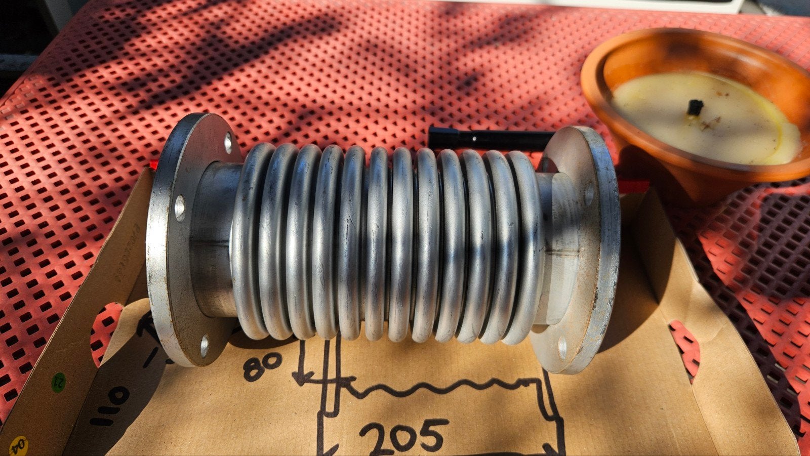 Nieuwe Uitlaatbalg Compensator 205mm lang, Ø80mm, Ophalen of Verzenden