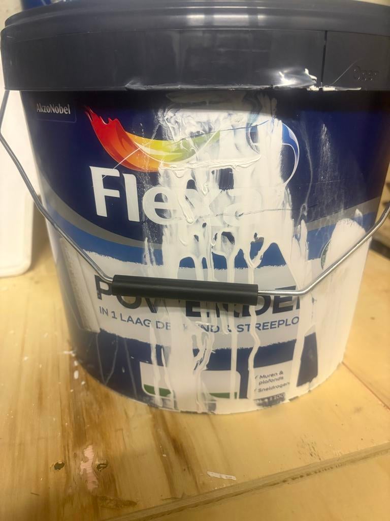 Flexa Powerdek muurverf 10 liter wit - Nieuw, Wit, Nieuw, Ophalen of Verzenden, Verf