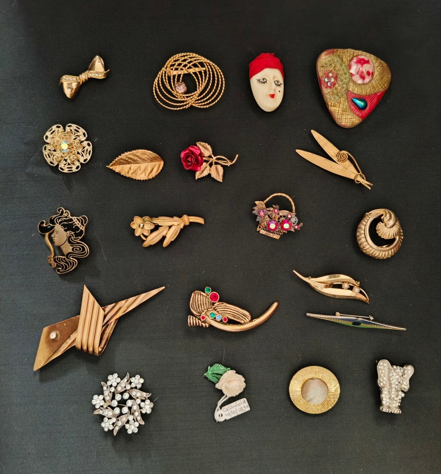 Vintage Broches Jaren '40, '50, '60 Collectie, Overige materialen, 4 tot 7 cm, Gebruikt, Overige kleuren