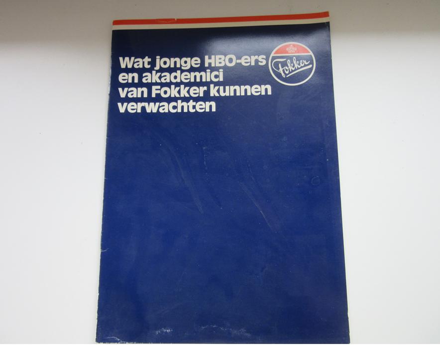 Fokker brochure Wat jonge HBO-ers en akademici van Fokker, Verzenden, Gebruikt, Overige typen