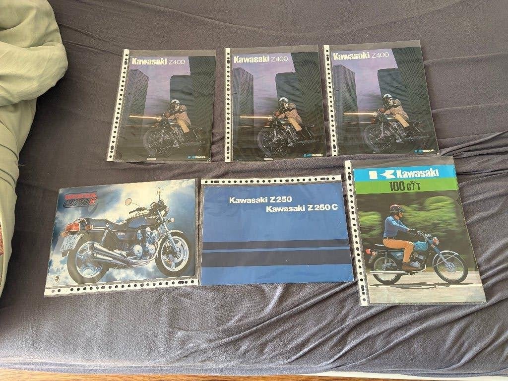 Motorfolders Kawasaki/Honda 1970/80 nieuw 6 stuks, Ophalen of Verzenden, Kawasaki