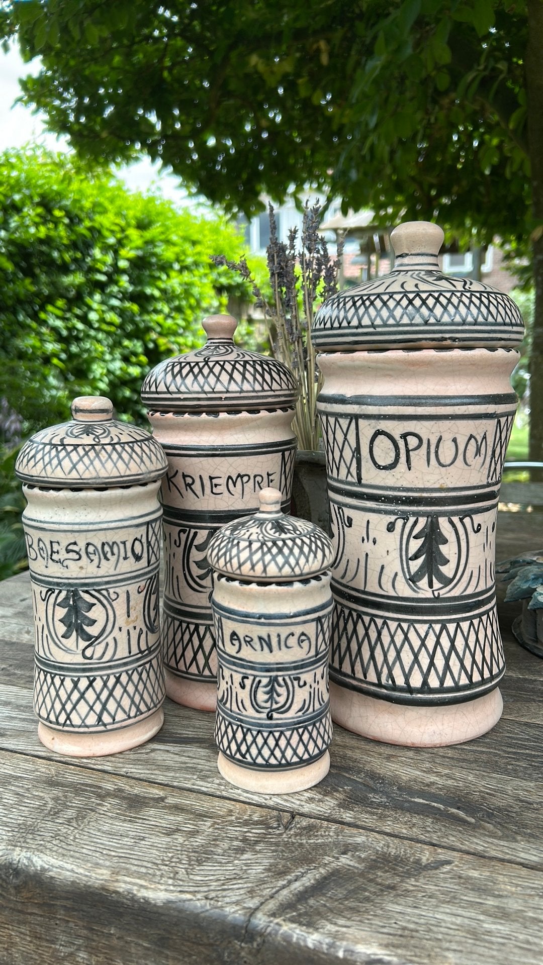 Vintage apothekers voorraadpotten Marokkaanse stijl, Antiek en Kunst, Curiosa en Brocante, Ophalen of Verzenden