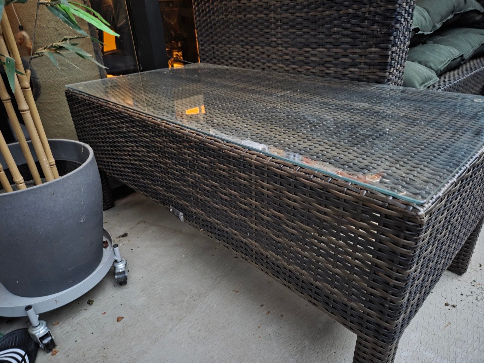 Tuintafel Salontafel buiten Bois Le Duc met glasplaat, Ophalen, Zo goed als nieuw, Rechthoekig, Kunststof