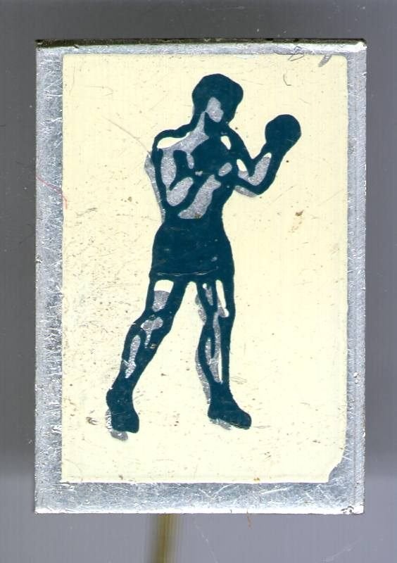 Boksen wit/blauw op aluminium speldje ( Y_119), Verzamelen, Ophalen of Verzenden, Zo goed als nieuw, Sport, Speldje of Pin