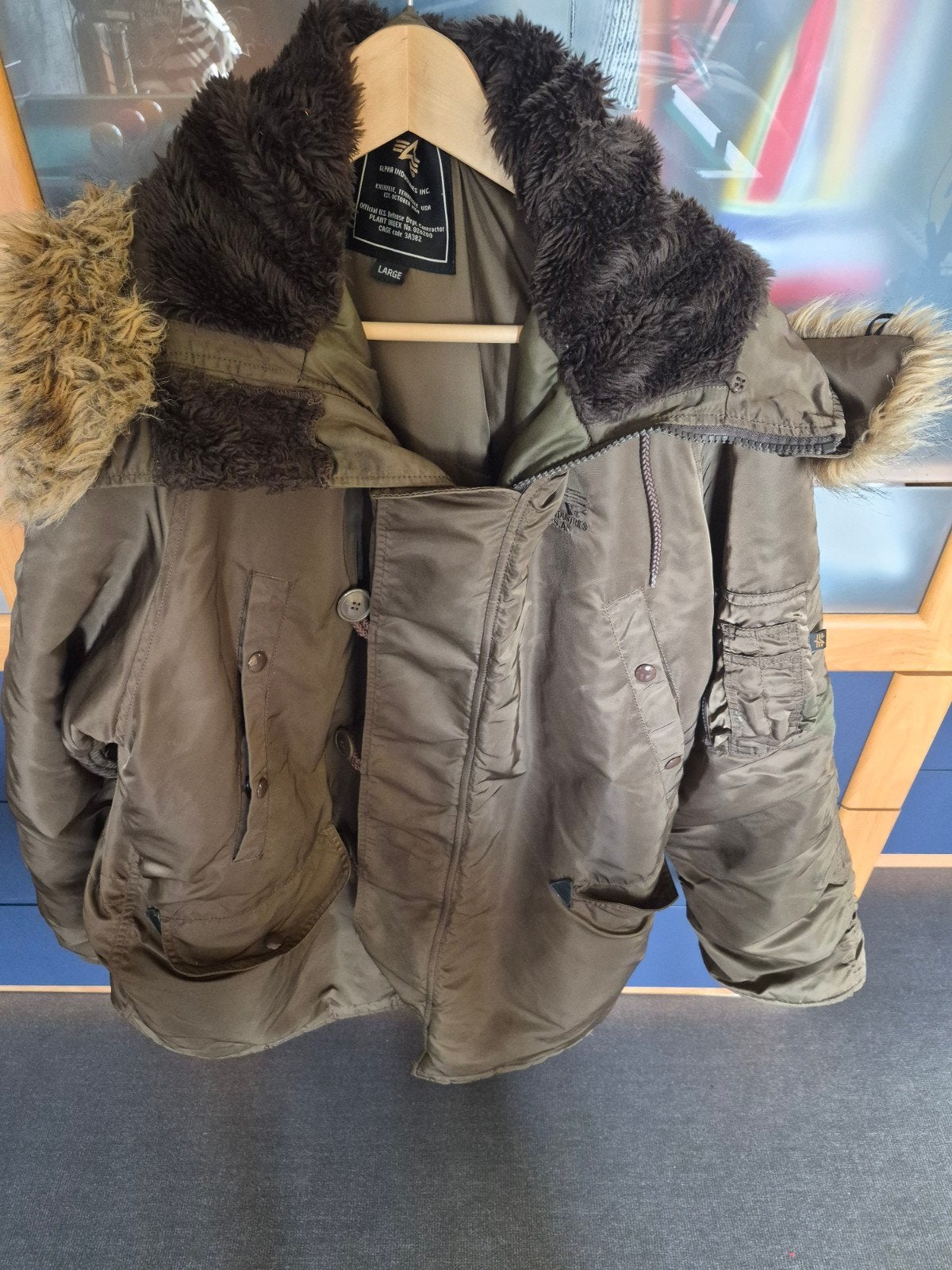 Alpha Industries Inc. winterjas met bontkraag - Maat L, Maat 52/54 (L), Bruin, Alpha Industries Inc., Ophalen of Verzenden