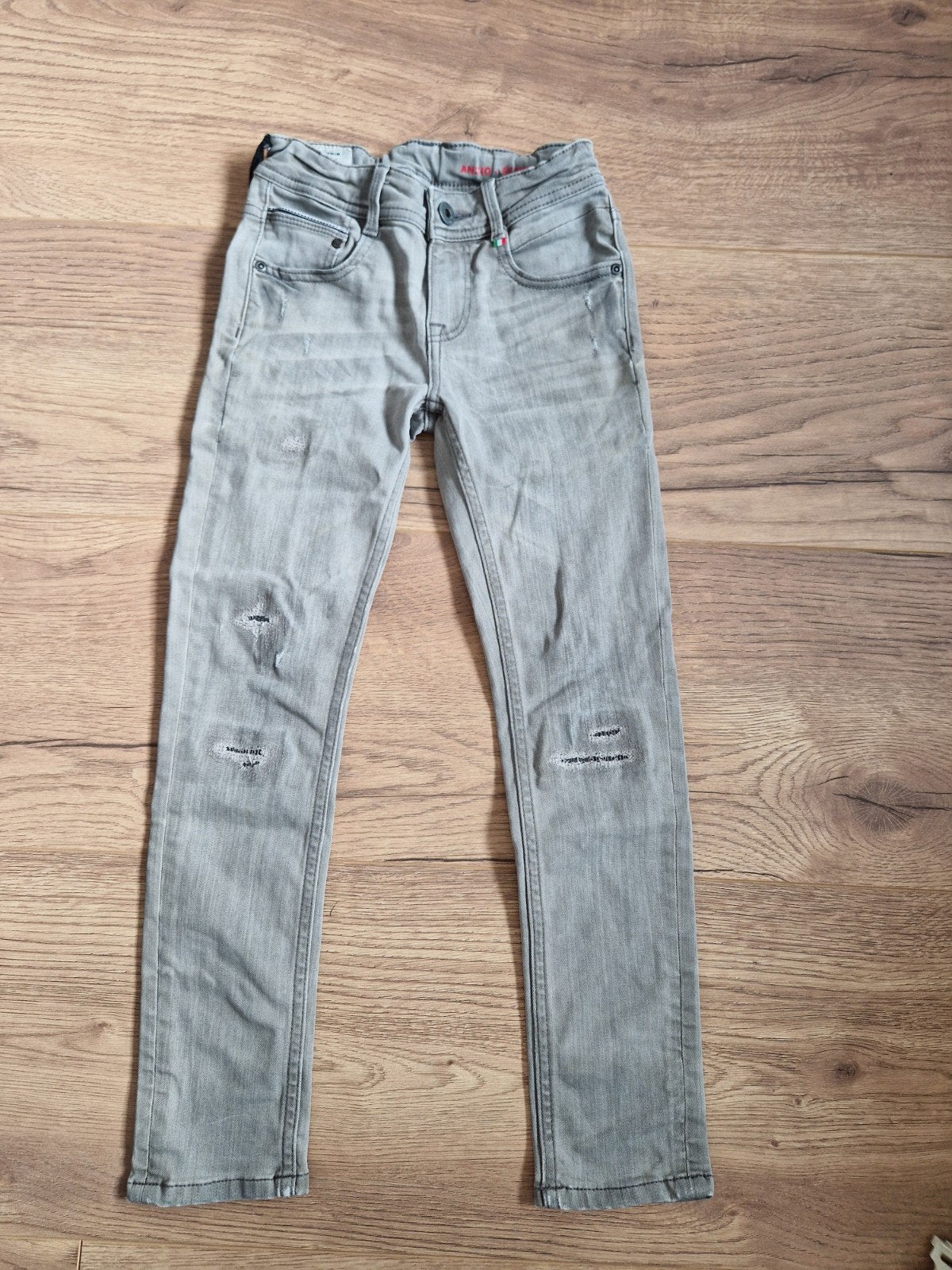 Stoere grijze skinny jeans Vingino maat 128, Broek, Gebruikt, Ophalen of Verzenden, Vingino
