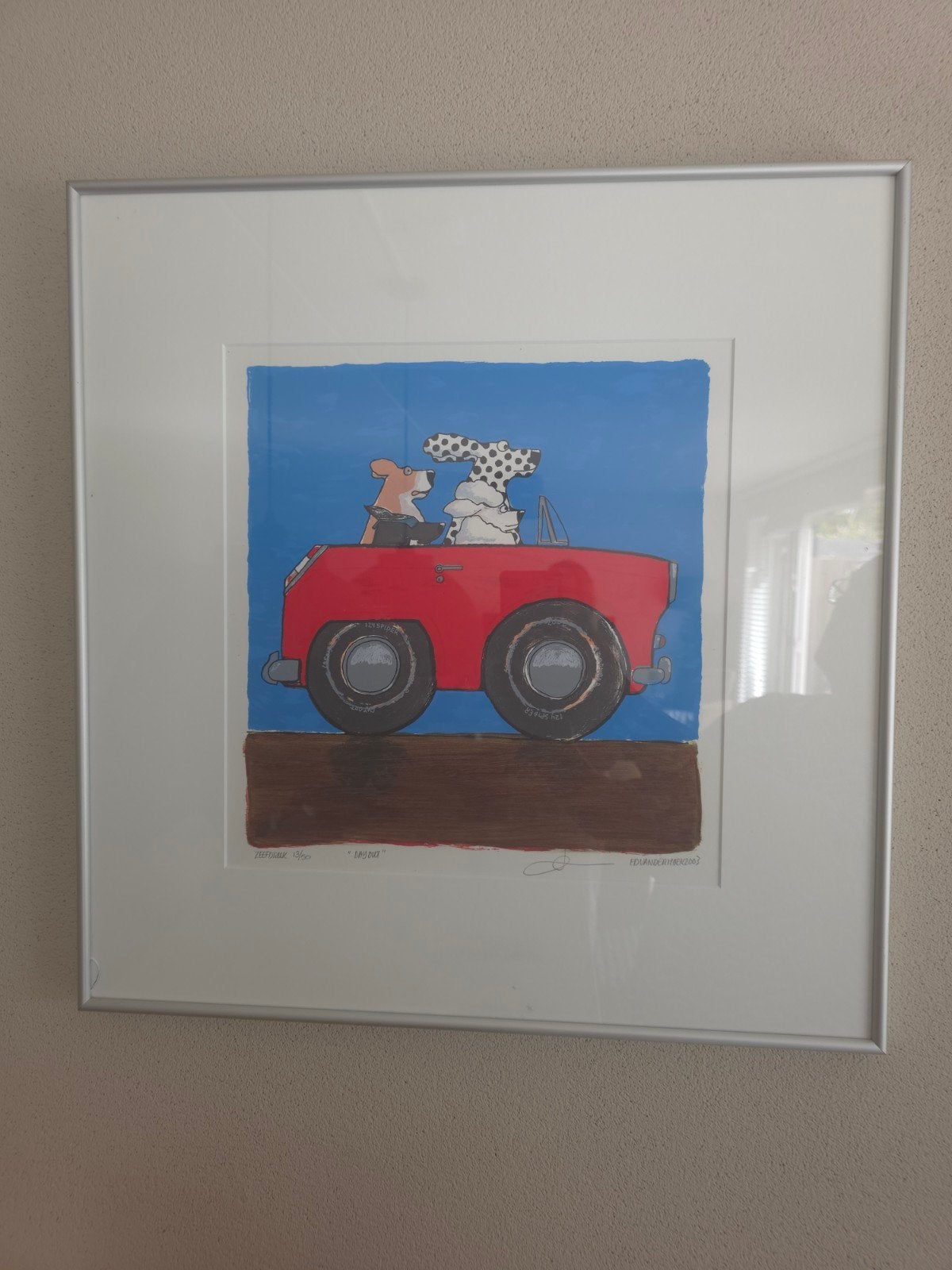 Ed van der Meer - Zeefdruk "Day Out" 2003, Antiek en Kunst, Kunst | Litho's en Zeefdrukken, Ingelijst, Ophalen of Verzenden, Dieren en Natuur