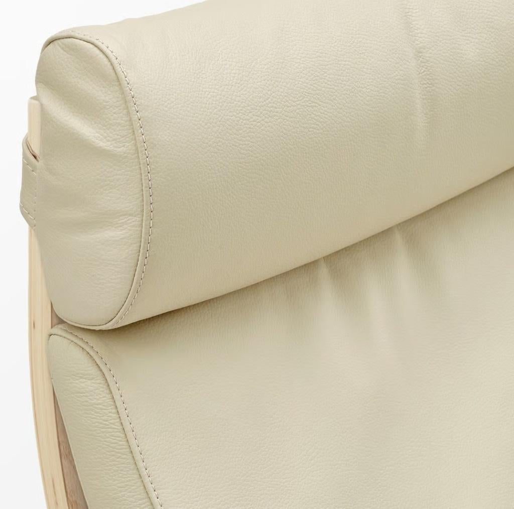 Zeer nette Ikea Poang lederen bekleding ecru, Huis en Inrichting, Fauteuils, Ophalen of Verzenden, Zo goed als nieuw, 75 tot 100 cm