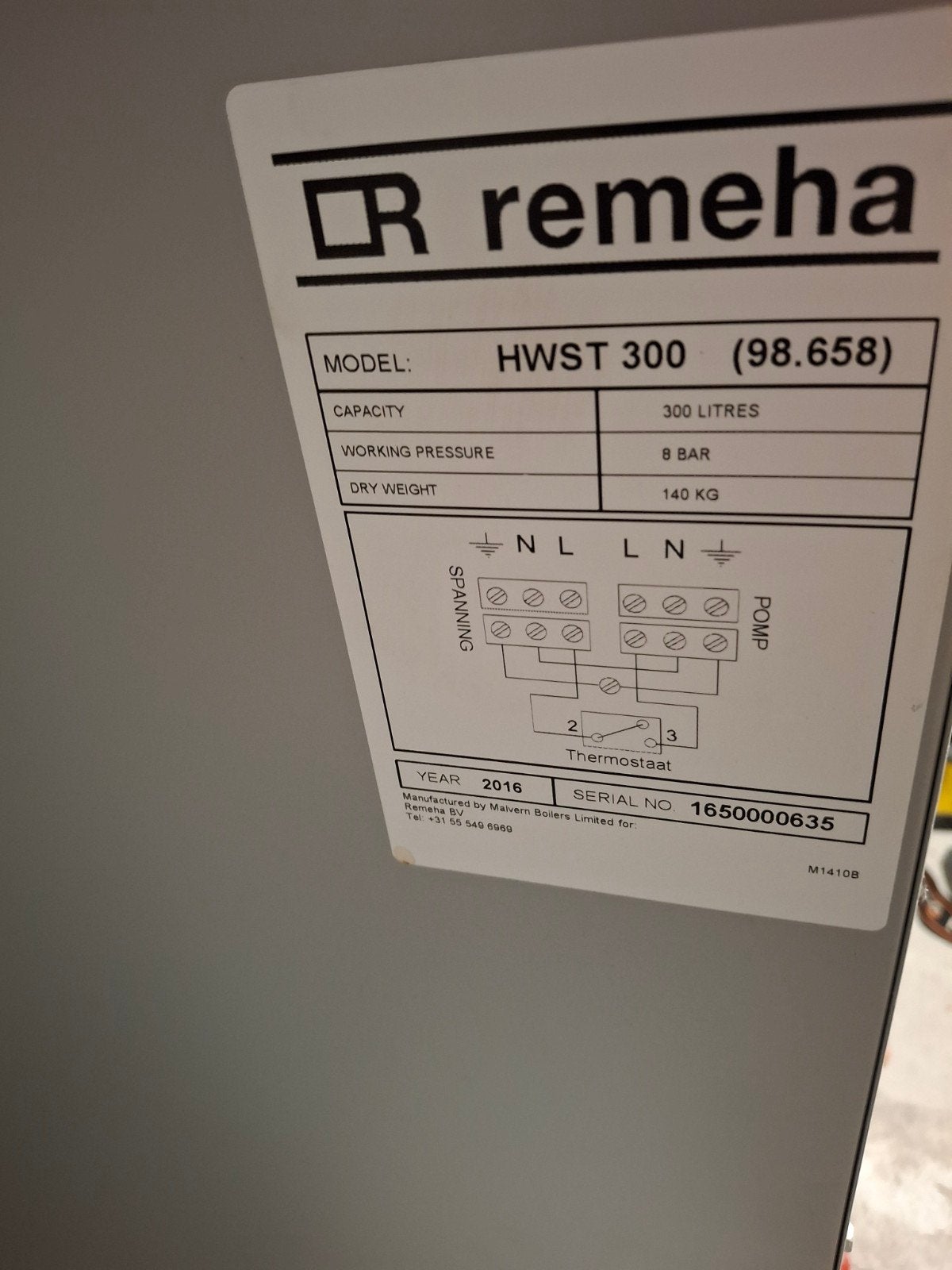 remeha hwst 300 boiler, Ophalen, Gebruikt, Geiser, Minder dan 20 liter