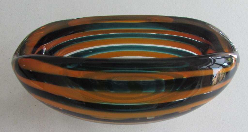 Floris Meydam - Serica vaas groen en oranje spiraal, Antiek en Kunst, Antiek | Glas en Kristal, Ophalen of Verzenden