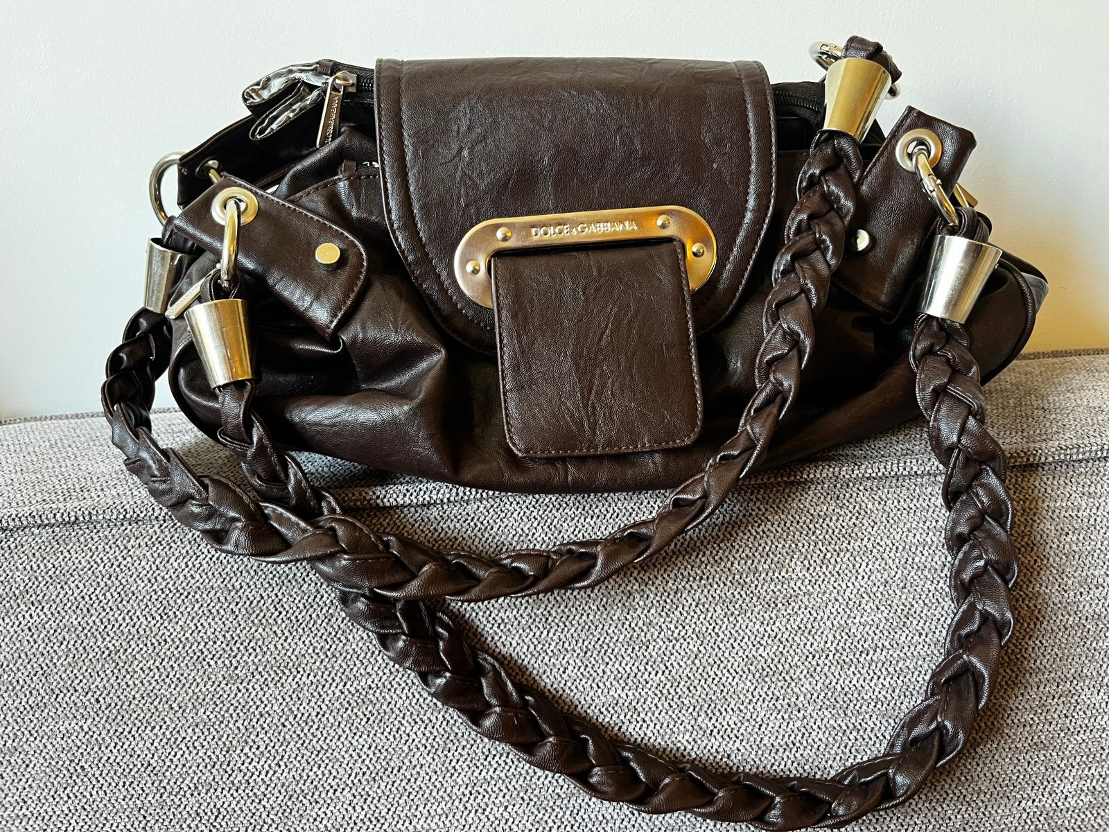 Dolce & Gabbana tas, bruin leer, nieuwstaat, Ophalen of Verzenden, Zo goed als nieuw, Bruin, Handtas