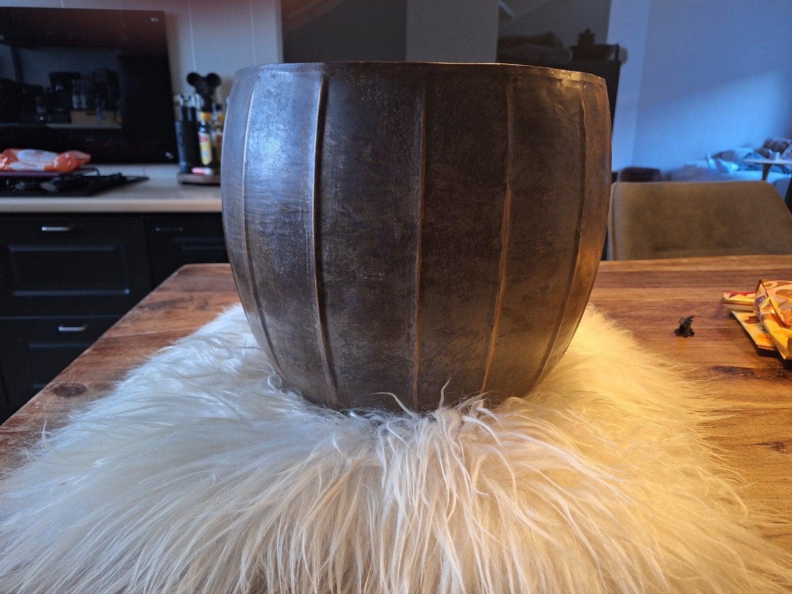 Mooie bruine metalen pot, Ophalen, Zo goed als nieuw, Bruin, Overige typen