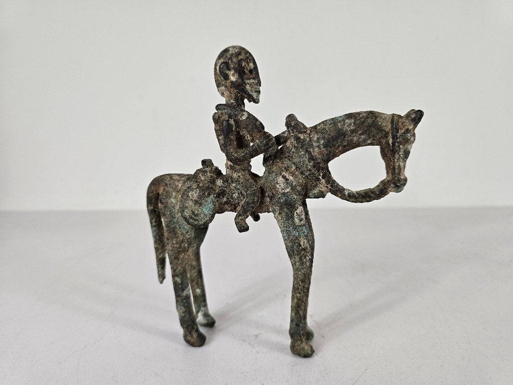 Ruiter te paard (Hogon), brons, Dogon, Mali, midden 20e eeuw, Ophalen of Verzenden