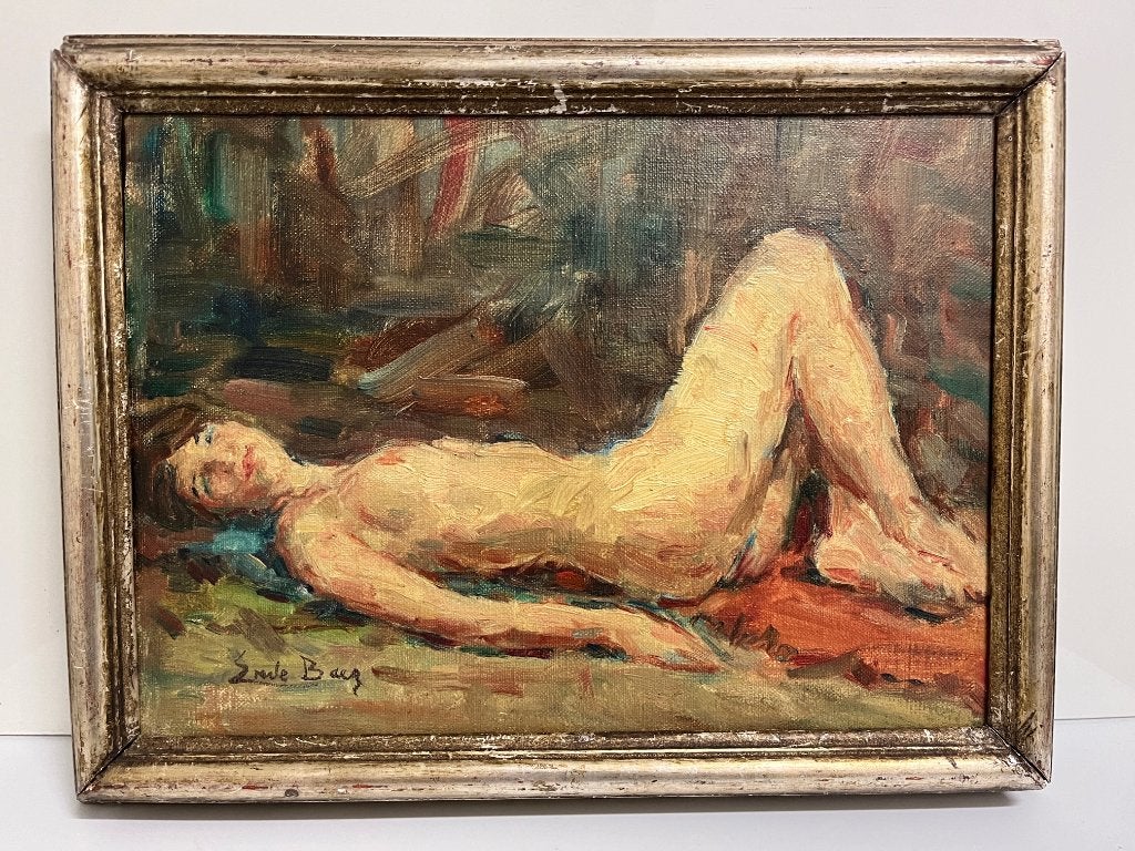 Emile Baes - Original oil painting, Antiek en Kunst, Kunst | Schilderijen | Modern, Figuren, Hout, Verzenden, Olieverf